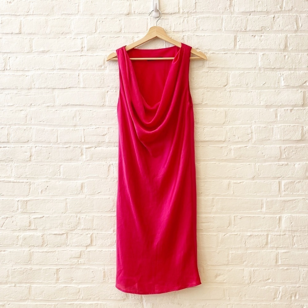 Black Halo || Satin Cowl Neck‎ Dress Pink 8